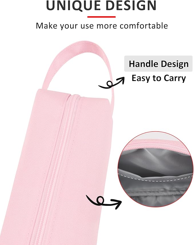 Fmeida Pencil Case Pouch - Water Resistant Pencil Pouch Portable Pencil Bag Simple Office Supplies Stationery Pouch with Handle - Light Pink