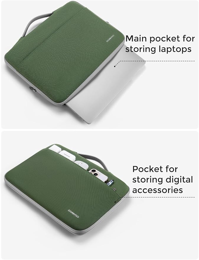 DOMISO 15.6 inch Laptop Case Sleeve Protective Cover Compatible with 16 inch MacBook Pro M4 M3 M2/Pro Max,15.6-16 inch HP Dell ASUS Lenovo Chromebook,Waterproof Computer Cases Bag,Avocado Green
