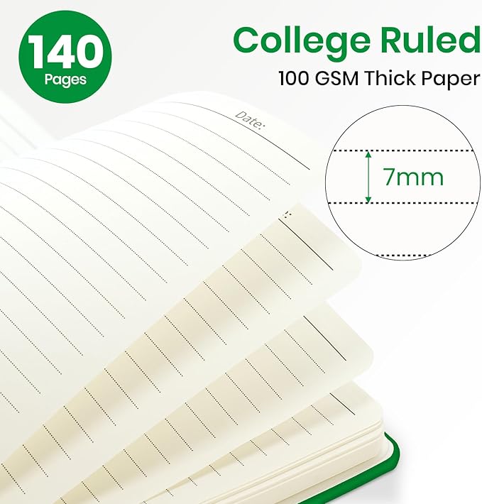 ZOTIA Lined Spiral Journal Notebook for Women, A5 College Ruled Journals for Writing, Hardcover Notebooks for Work, Note taking and Office School Supplies,140 Pages - Racing Green