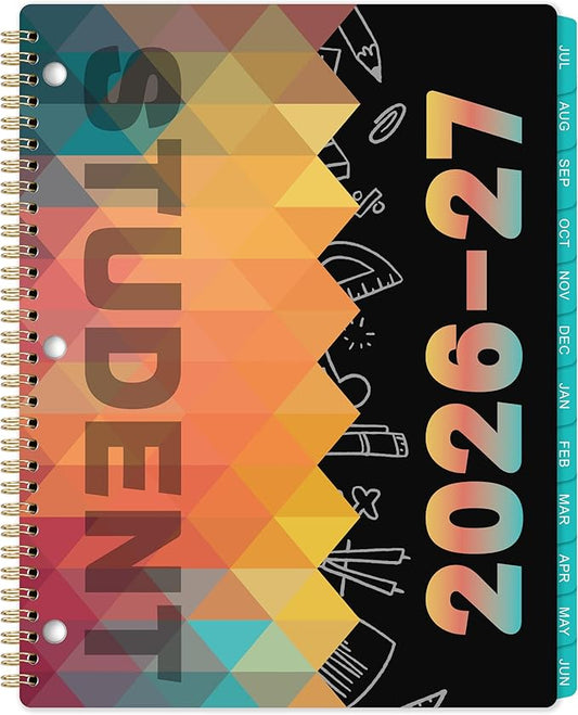 Student Planner 2026-2027 - from Jul 2026 - Jun 2027, 9’’ × 11’’, Academic Weekly Lesson Calendar with 12 Monthly Tabs, Twin-Wire Binding, Stickers, Perfect Organizer