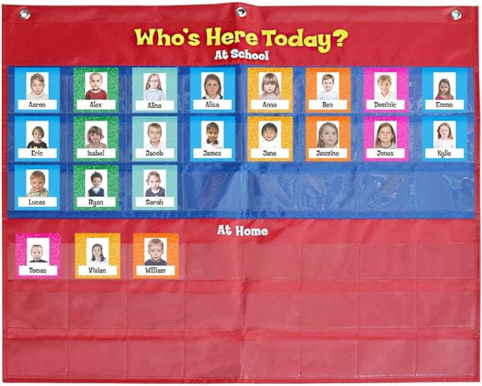 amzoya Attendance Pocket Chart with 72 Student Cards-Classroom Behavior Tracker for Perschool to Elementary,Pocket Chart for Classroom…