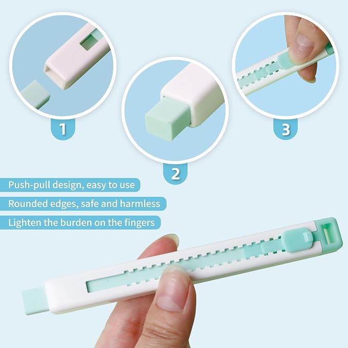 Smilo Retractable Eraser Pens, Mechanical Pencil Erasers, 8-Pack