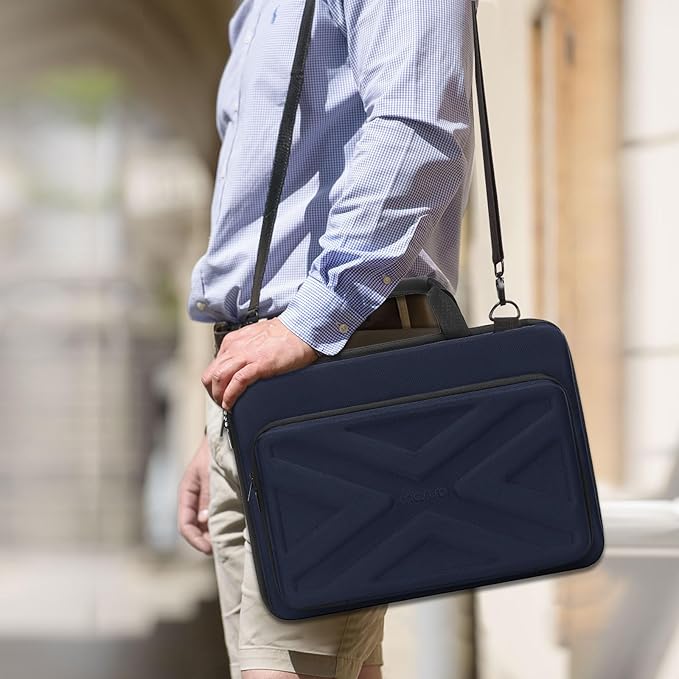 MOSISO Laptop Bag for Men,15-16 inch Computer Bag Compatible with MacBook Air 15 inch/Pro 16 inch, HP, Dell, Lenovo, Asus, Acer, Hard Shell Laptop Case with Front Pocket&Shoulder Strap, Navy Blue