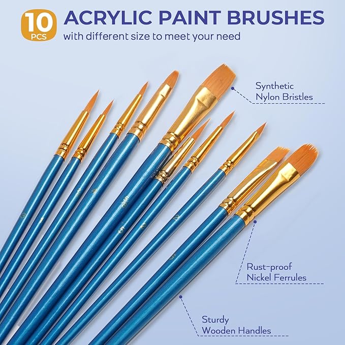 Nicpro 72PCS Kids Painting Set with Pattern Canvas, Art Painting Supplies Kit with 24 Acrylic Paints,10 Brushes, 8 Canvas Panels,Table Easel,Paper Pad,Color Wheel,Palette for Beginner Students