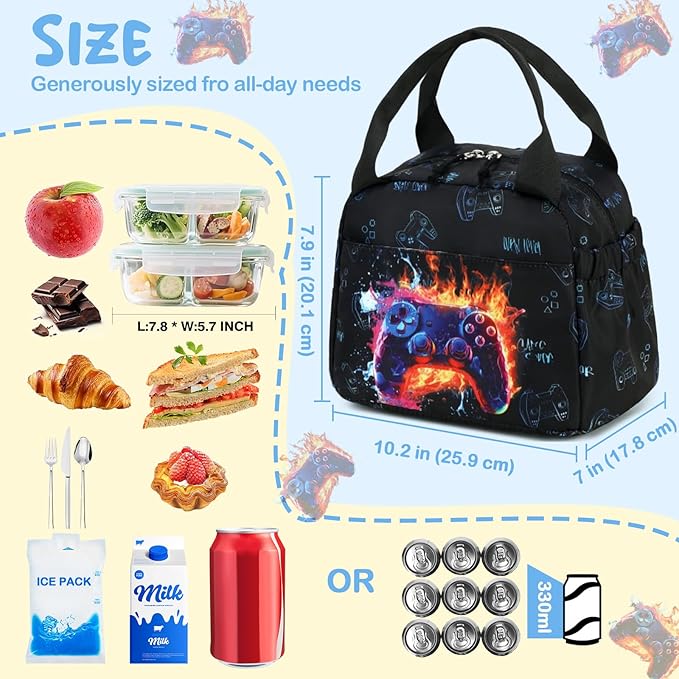 CAMTOP Boys Lunch Box Kids Insulated Lunch Bag Kids Cute Lunchbox for Boys Loncheras Para Niños