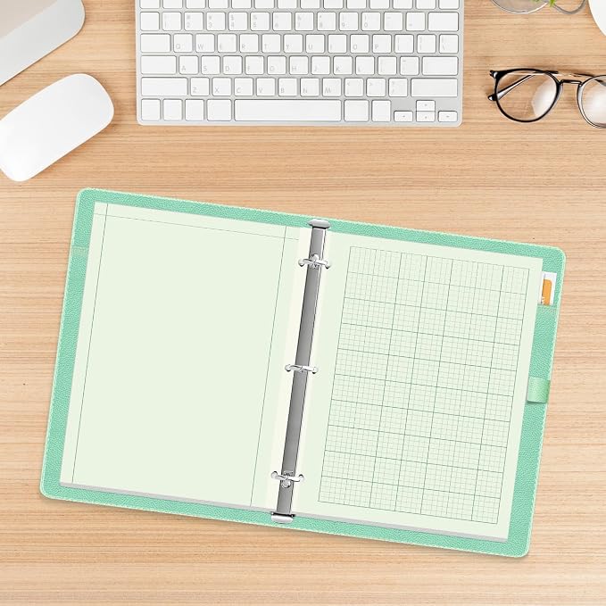 Yaridar Engineering Notebooks - 50 Sheets/100 Pages Graph Paper, 5 x 5 Graph Rule on Back, 3-Hole Engineering Computation Pad, 100 Gsm Green Tint Paper, 8-1/2" x 11"