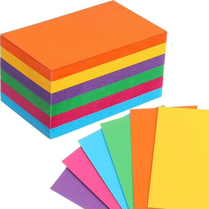 Fainne 300 Pcs Blank Index Cards 180 Gsm Thick Card Stock Assorted Color Neon Blank Flash Cards Colorful Study Notecards for Organizing(3 x 5 Inch,Bright Colors)