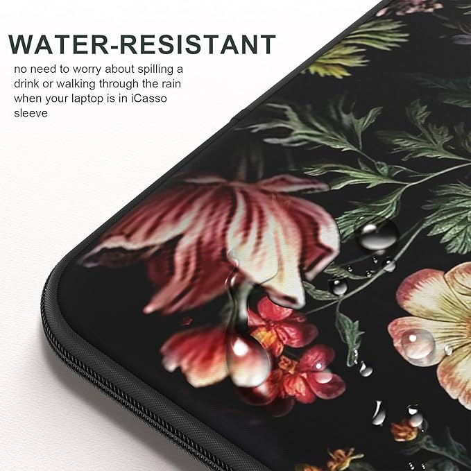 iCasso Laptop Sleeve 13 inch for MacBook Air 13-13.6 inch, Laptop case for MacBook Pro 13 inch, Slim Protective Travel Carrying Case for MacBook Pro 14 inch, Chromebook, HP, Dell, Vintage Floral
