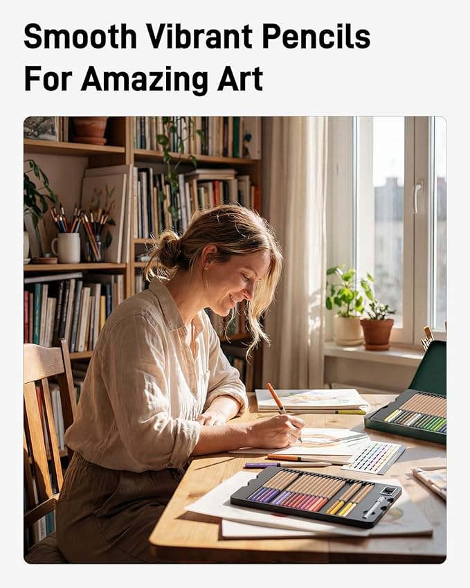 JusArt 48 Oil-Based Colored Pencils – Soft Core, Durable, Vibrant & Ultra-Smooth. Ideal for Adult Coloring, Portrait, Sketching, Landscape. Professional Drawing Pencils for Artists, Adults & Beginners