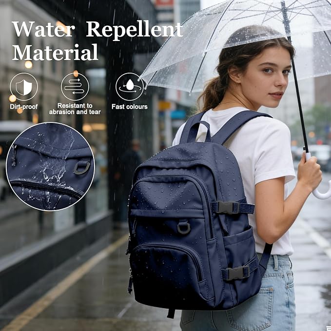 Lightweight College Backpack for Women Men Cute School Bag for Teens Girls Boys High School Backpack for Students Waterproof Casual Daypack Backpack（Dark Blue）