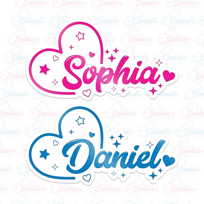 Custom Name Sticker Personalized Name with Heart Decal Customized Lover Die-Cut Waterproof Vinyl Sticker for Water Bottle, Laptop, Tumbler, Phone Case, Cup, Helmet, Cars