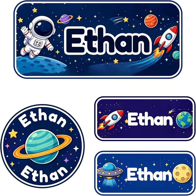 Personalized Custom Name Labels, 120 Pack Waterproof Stickers, Multi-Size Name Tags for Water Bottles, Clothing Tags, Lunch Boxes and Backpacks