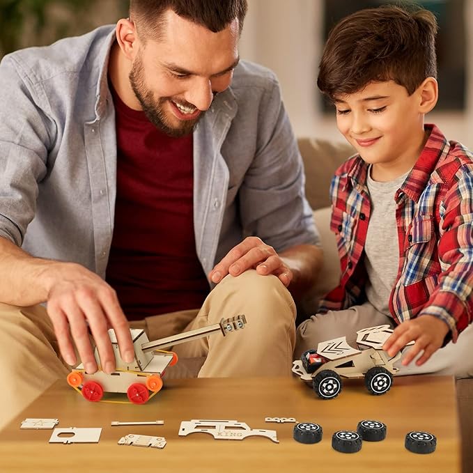 Yutin 16 Set STEM Kits, Wood Car Science Building Kits for Kids Ages 8-12, 3D Wooden Puzzle Crafts for Boys 8, Assembly Model Set for Girls 8 9 10 11 12+