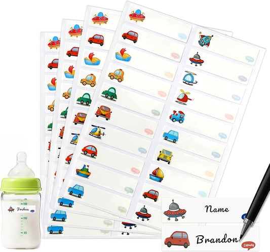 Name Labels for Kids Stuff Daycare, Name Tag Stickers for School Essentials,320 PCS Baby Waterproof Reusable Bottle Label for School Supplies, Self-Adhesive Washable Sticker Tags for Kid Water Bottles