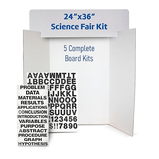 Flipside Products 36" x 48" Project Board Kit, 5 Pack, School Presentation Display Board and Supplies, Trifold Kits, Letters, Titles, Header Display, Presentation, All in One