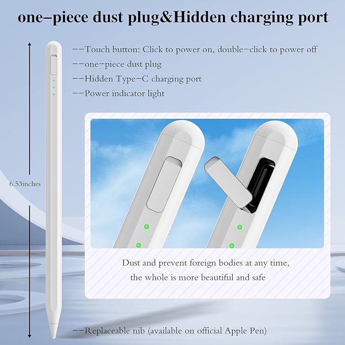 Stylus Pen for iPad11&10thGen,14Mins Faster Charge, with Pencil Holder,Palm Rejection, Tilt Sensitivity, for iPad Air11&13-inch(M3/M2), iPad Pro 11&13-inch (M4),iPad 6-11th,iPad Pro 11/12.9 inch