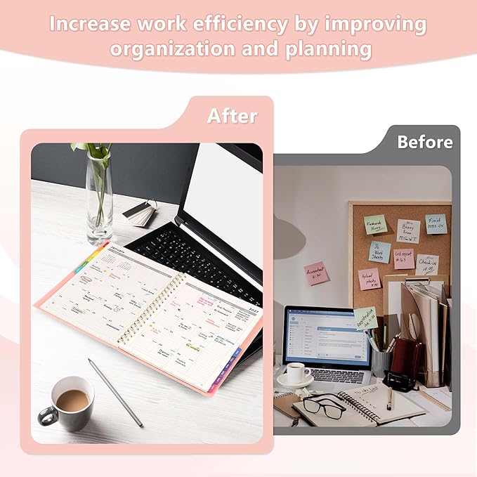 EMSHOI 2026-2027 Appointment Book, A4 15-Minute Hourly Planner, July 2026 - June 2027, Academic Planner Weekly and Monthly, 100GSM Thick Paper, Flexible Cover, Note Pages, Colorful Tabs, Pink