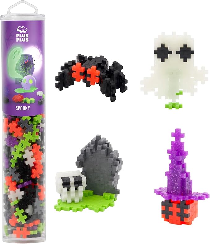 PLUS PLUS 240 Piece Spooky Mix Tube - Mini Interlocking Building Blocks Set, Stem Toys for Kids - Sensory Bin Fillers/Math Manipulatives Classroom Must Haves Gifts for Boys & Girls
