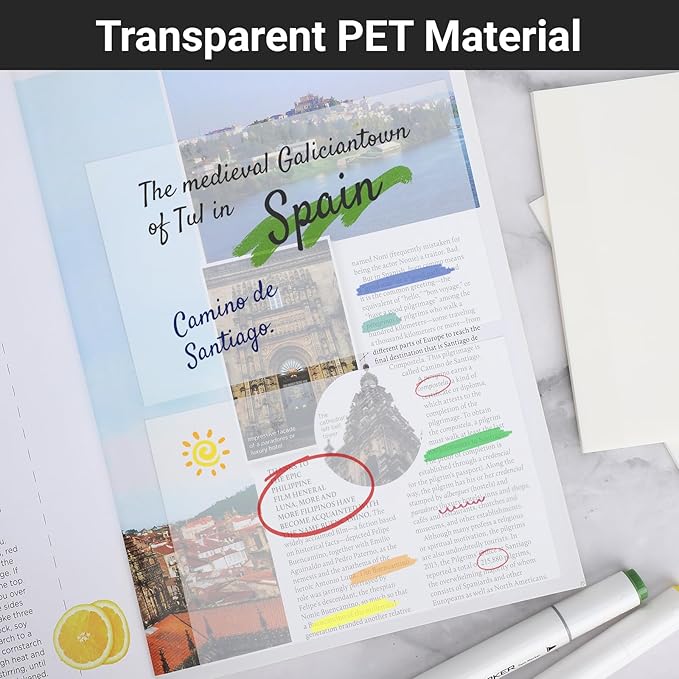 EUSOAR Clear Sticky Notes, 100 Sheets Waterproof PET Bible Stickers Transparent Sticky Notes 6x4, See-Through Adhesive Note Page Flags Study Work Planner Accessories Note Pads for Book Annotation