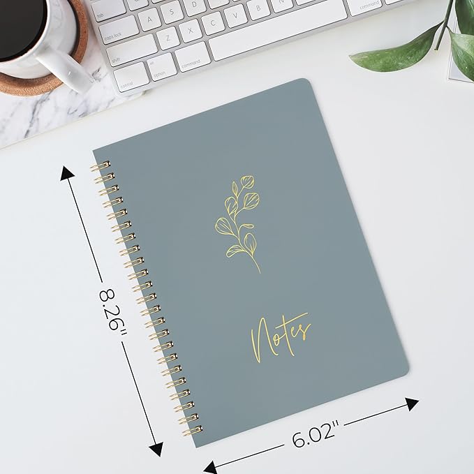 ZICOTO Aesthetic Spiral Notebook Set of 3 For Women - Cute College Ruled 8x6 Journal/Notebook with Large Pockets And Lined Pages - Perfect Supplies to Stay Organized at Work or School