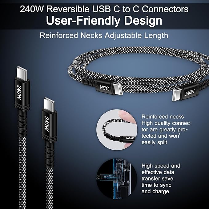 for iPhone 17 USB C Charger Fast Charging Cable 240w,3FT USB C to USB Type C Carplay Cord Fast Charging Android Phone Cord for iPhone 17 Pro Max 17 Air 16E 16 16 Plus,Samsung Galaxy S26 Ultra/S26+ S25