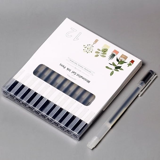 0.38mm Gel Pens - Fine Point, Smooth Writing, Ultra Fine Tip, Black Ink, 12 Pack