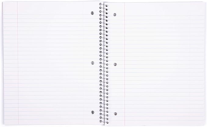 Mintra Office Durable Spiral Notebooks, 1 Subject, (Red, Wide Ruled 12pk), 100 Sheets, Poly Pocket, Moisture Resistant Cover, School, Office, Business, Professional