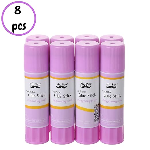 Mr. Pen- Disappearing Purple Glue Sticks, 8 Pack, Washable, Glue Sticks, Scrapbooking Glue