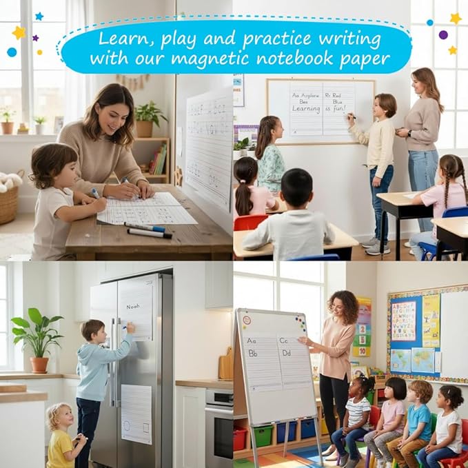 Extra Large Magnetic Handwriting Paper - 23'x18', Jumbo Magnetic Notebook Paper for Whiteboard, Giant Magnet Lined Papers for Classroom, Giant Lined Dry Erase Chart - Simply Magic