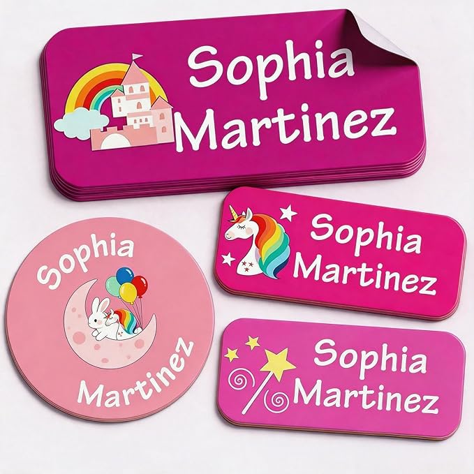 Waterproof Custom Name Stickers (135 Labels) - Personalized Daycare Labels for Clothing, Water Bottles, Lunch Boxes & School Supplies - Ideal for Camp & Daycare - No-Iron (Fairy Tale)