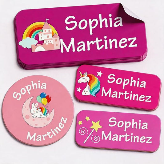 Waterproof Custom Name Stickers (135 Labels) - Personalized Daycare Labels for Clothing, Water Bottles, Lunch Boxes & School Supplies - Ideal for Camp & Daycare - No-Iron (Fairy Tale)