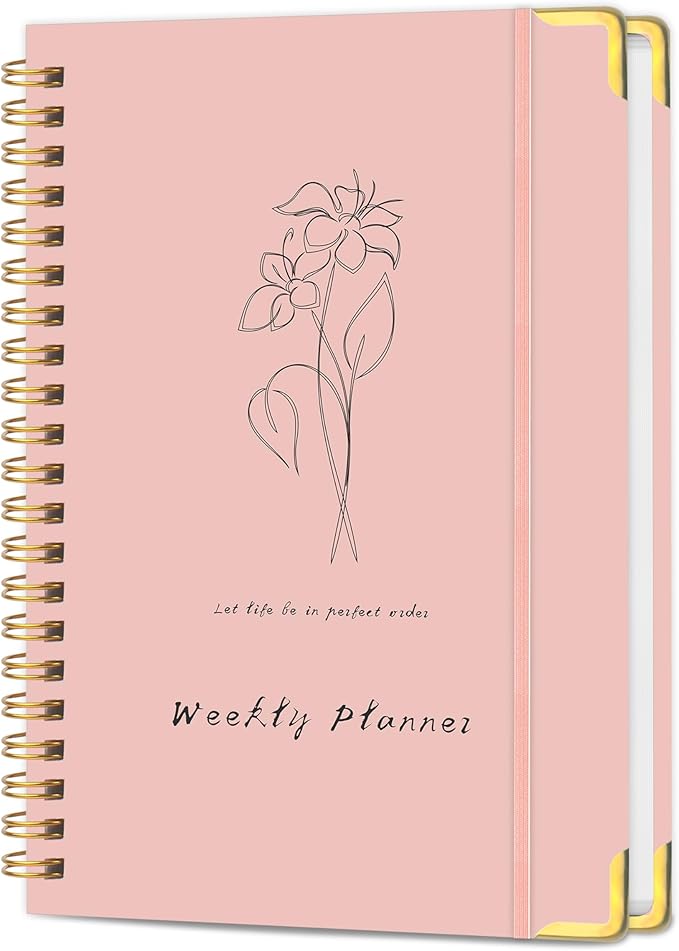 Undated Weekly Planner, Weekly To Do List Notebook with Goal & Habit Tracker Organizer, A5 5.8" x 8.0" Weekly Planner Notebook with Spiral Binding for Men or Women