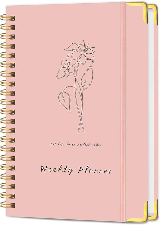 Undated Weekly Planner, Weekly To Do List Notebook with Goal & Habit Tracker Organizer, A5 5.8" x 8.0" Weekly Planner Notebook with Spiral Binding for Men or Women