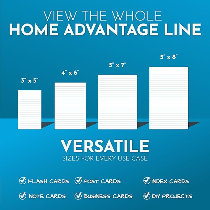 Home Advantage Vertically Ruled White Index Cards, Note Cards (5-x-8-inch)