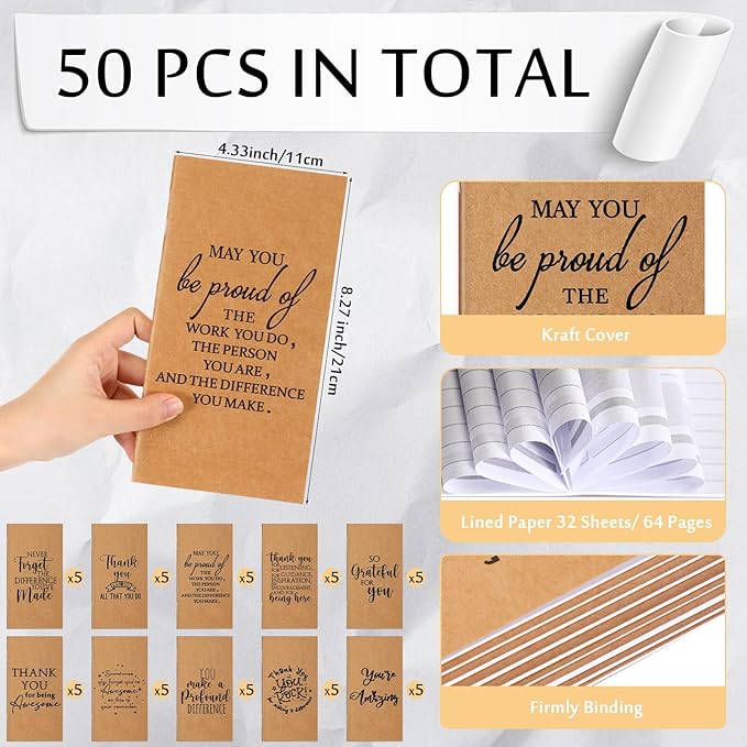 Yeaqee 50 Pcs Employee Appreciation Gifts Undated Weekly Pocket Planners Bulk to Do List Inspirational Habit Track Notebooks for Teacher Boss Nurse Volunteer Social Worker(Motivational)