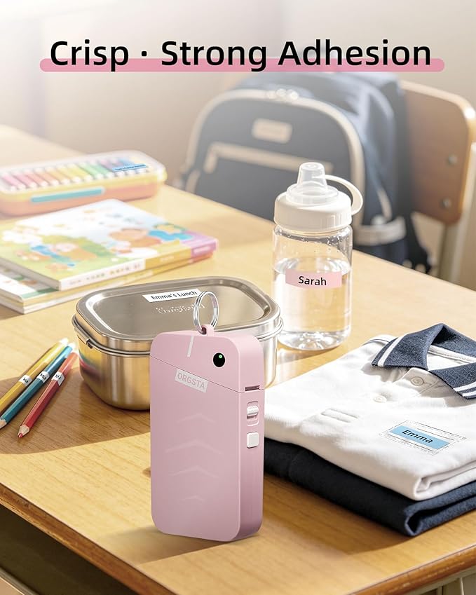 ORGSTA Label Maker, S001 Portable Bluetooth Label Maker Machine with Tape, Thermal Label Printer for Home, Office, School Organization, Wireless Mini Labeler Machine, Pink