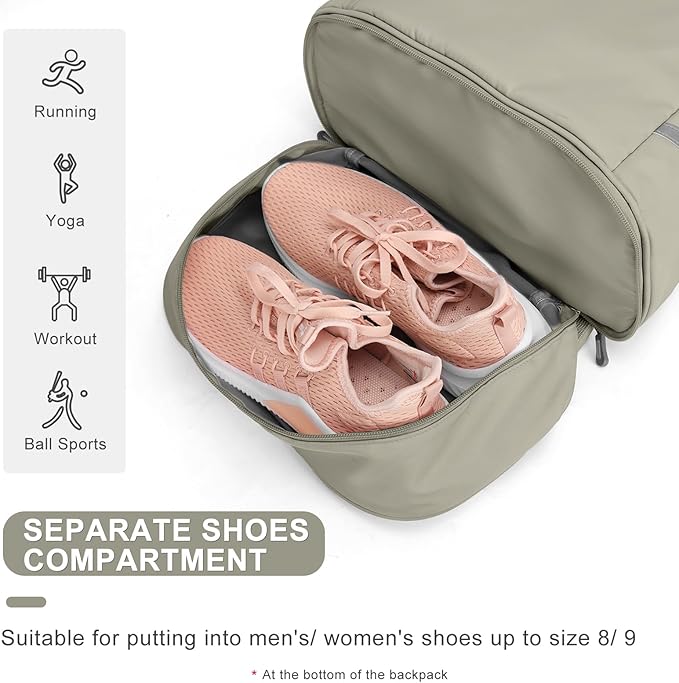 coofay Gym Backpack For Women Waterproof Backpack With Shoe Compartment Lightweight Travel Backpack Workout Sports Backpacks Large Gym Bag