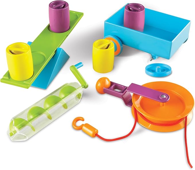 Learning Resources STEM Simple Machines Activity Set - STEM Engineering Kits for Kids, Simple Machines Kit for Classroom, Pulley Machine, Engineering Activities, Force and Motion Science Kit