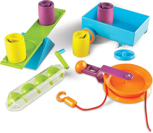 Learning Resources STEM Simple Machines Activity Set - STEM Engineering Kits for Kids, Simple Machines Kit for Classroom, Pulley Machine, Engineering Activities, Force and Motion Science Kit