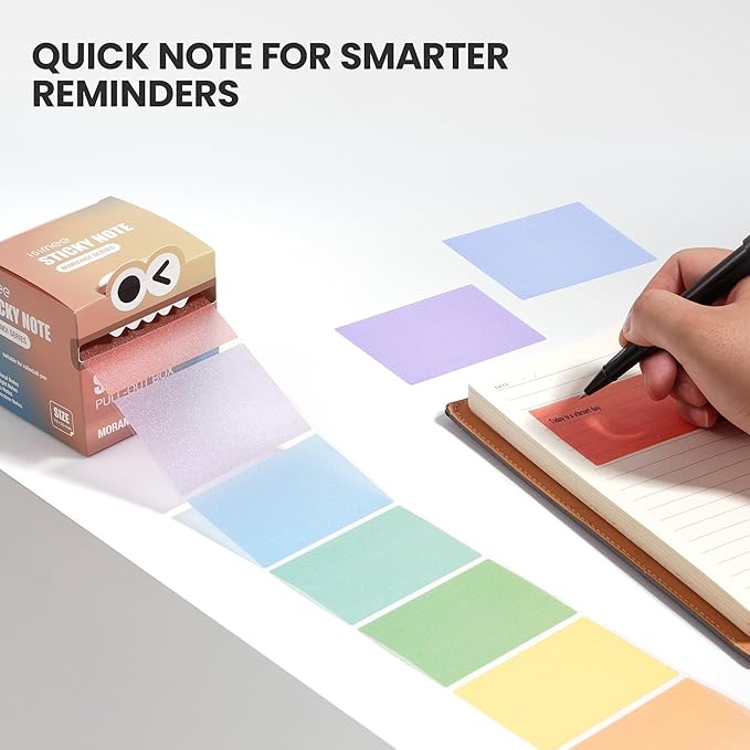 Pull-Out Sticky Notes, Transparent Full-Back Adhesive to-Do List with Dispenser, 126 Sheets for Home, Office & School