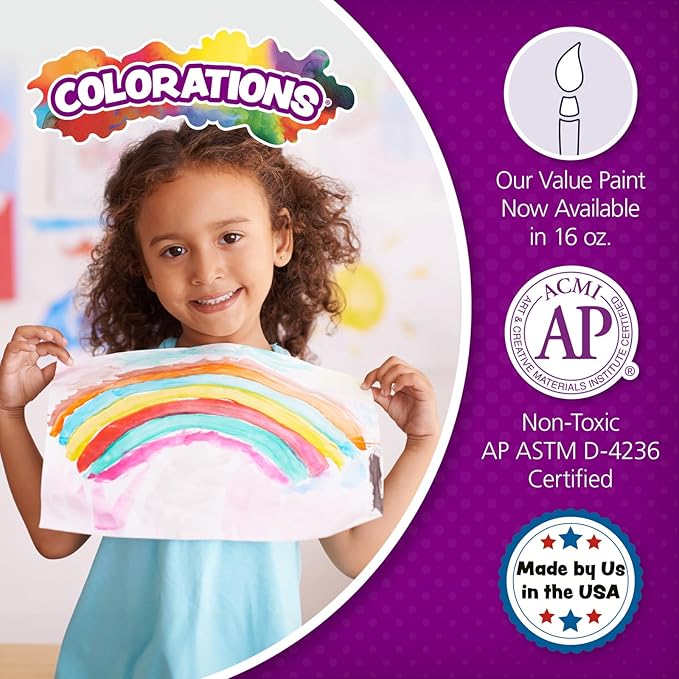 Colorations Paraben-Free Tempera Paint for Kids - Green, 16 Ounce Bottle, Non-Toxic and Made in The USA