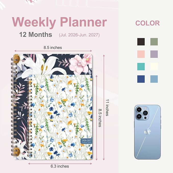 Planner 2026-2027, Weekly and Monthly Academic Planner, July 2026 - June 2027, Hardcover Calendar Agenda Book for School Year Planning, School Supplies for Teacher and Student, A5(6.3'' x 8.5'')
