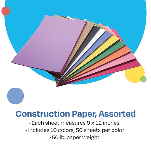 Childcraft Construction Paper,9 x 12 Inches,Assorted Colors,500 Sheets,(Pack of 6)