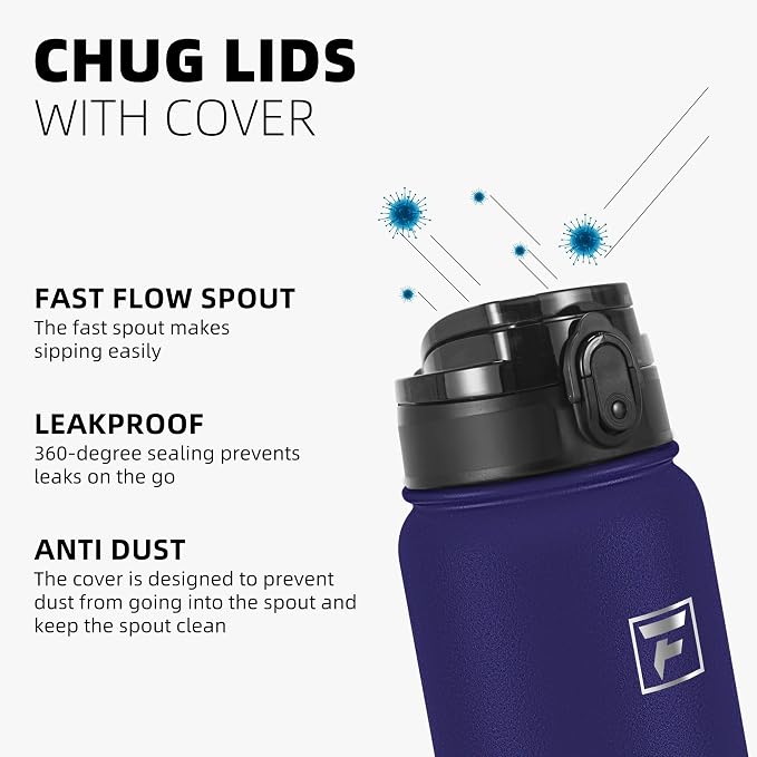 Fanhaw 20 oz Insulated Stainless Steel Water Bottle with Anti-Dust Chug Lid, Leakproof Vacuum Metal Everyday Use Bottle for Kids, Teens & Adults, Back to School Essentials (Purple Green)