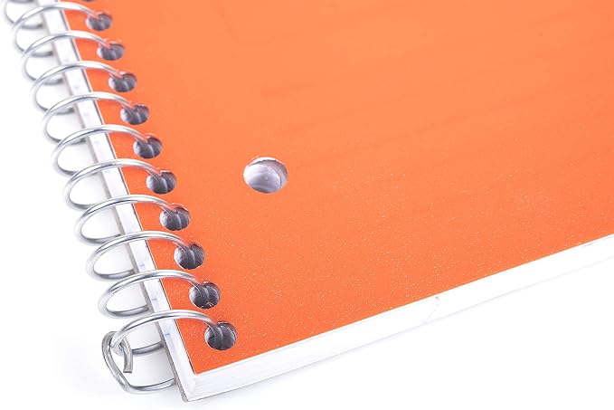 Mintra Office Durable Spiral Notebooks, 1 Subject, (Orange, College Ruled 12pk), 100 Sheets, Poly Pocket, Moisture Resistant Cover, School, Office, Business, Professional