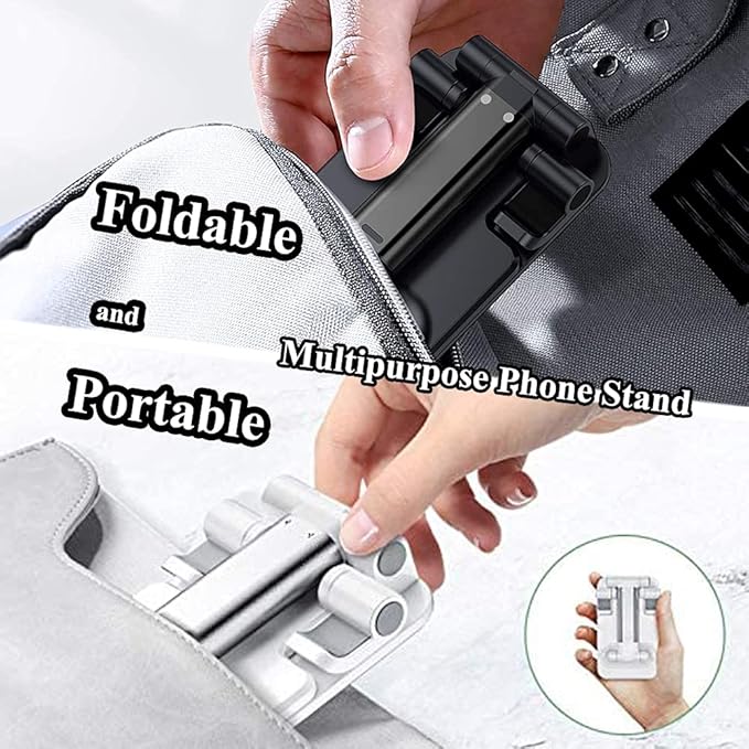 Meetuo 2 Pcs Cell Phone Stand, Adjustable Angle Height Phone Stand for Desk, Fully Foldable/Portable Phone Holder, Compatible with iPhone 17/16/15/14/13/12/Smartphones