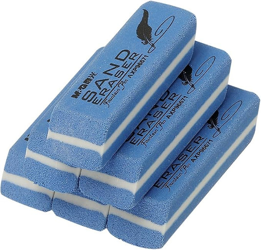 PATIKIL 6 Pcs Sand Erasers, Frosted Eraser Block Easy to Clean Durable Bulk for Gel Ink Ballpoint Fountain Pen Office, AXP96671, Blue