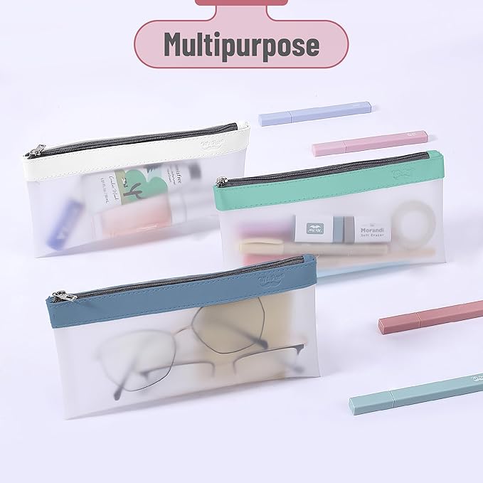 Mr. Pen- Clear Pencil Pouch, 8.50"x4.25", 6 Pack, Durable TPU Material, Medium Water-Resistant Pencil Bags with Smooth Zipper, Multipurpose Clear Pouch for Stationery, School, Office, Travel Supplies