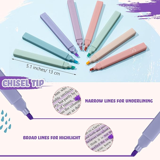 Marspark 120 Pcs Highlighters Bulk Chisel Tip Aesthetic 6 Assorted Colors No Bleed Cute Soft Bohemian Color Marker Pens for Journal Planner Notes School Study Office Supplies (Boho Color)