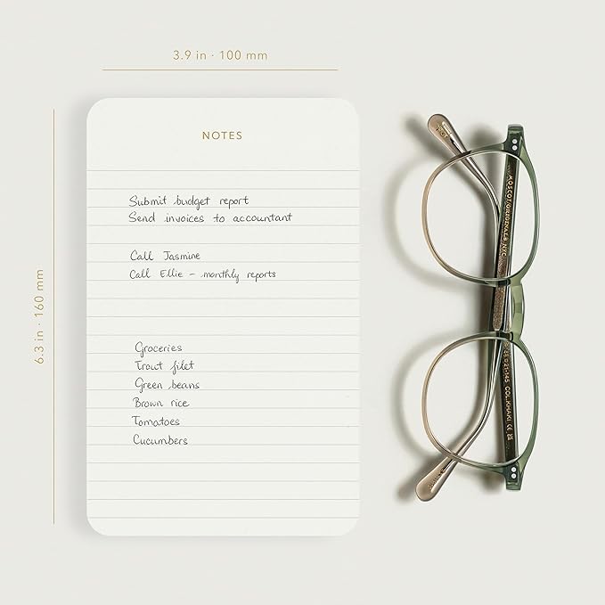 Pinesman - Elegant Desk Notepads for Professionals, Executive's Memo Pads, Minimalist, Gold Foiled, Lined, 5 Pack, 375 Sheets Total (75 Each), 6.3" x 3.9”, 80 GSM, Eco-friendly, FSC™ Certified